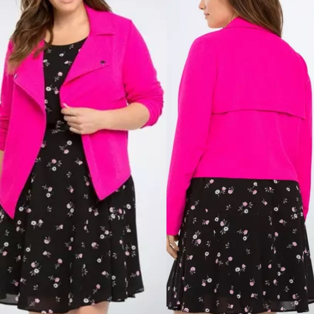 torrid Hot Pink Cropped Moto Blazer Jacket